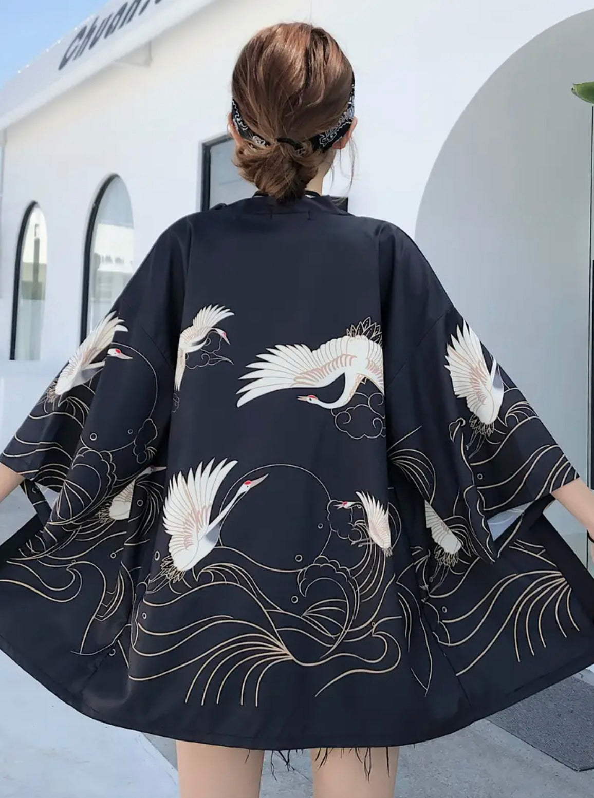 Veste Kimono Japonaise Yukata Noir