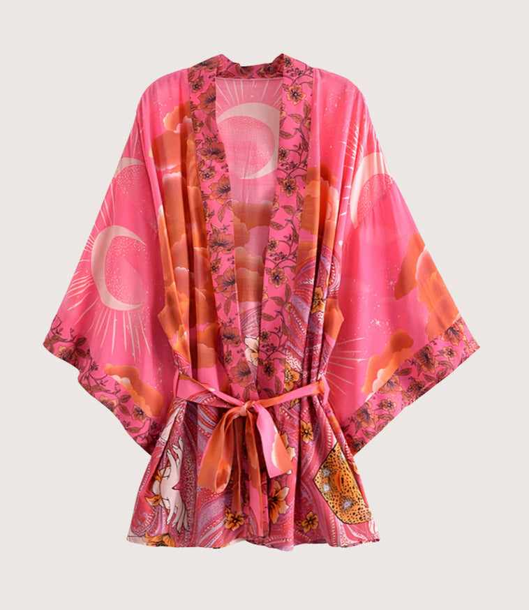 Kimono Boho étoile de Lune Rose