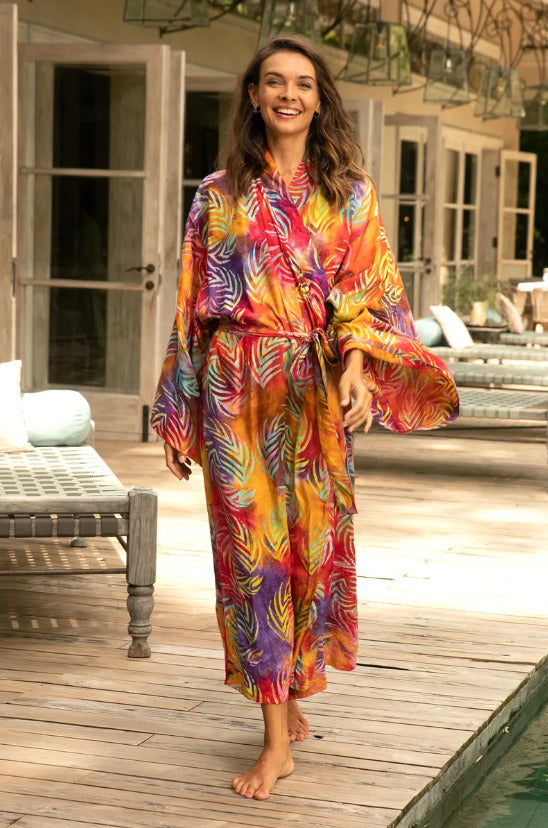 Kimono Plage à point Multi Fleuri