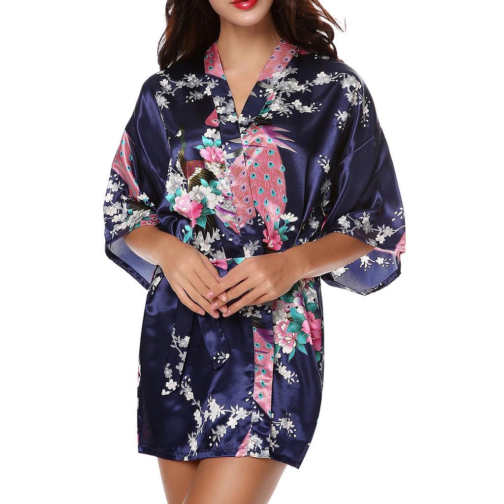 Kimono Robe de nuit court | Encre de nuit