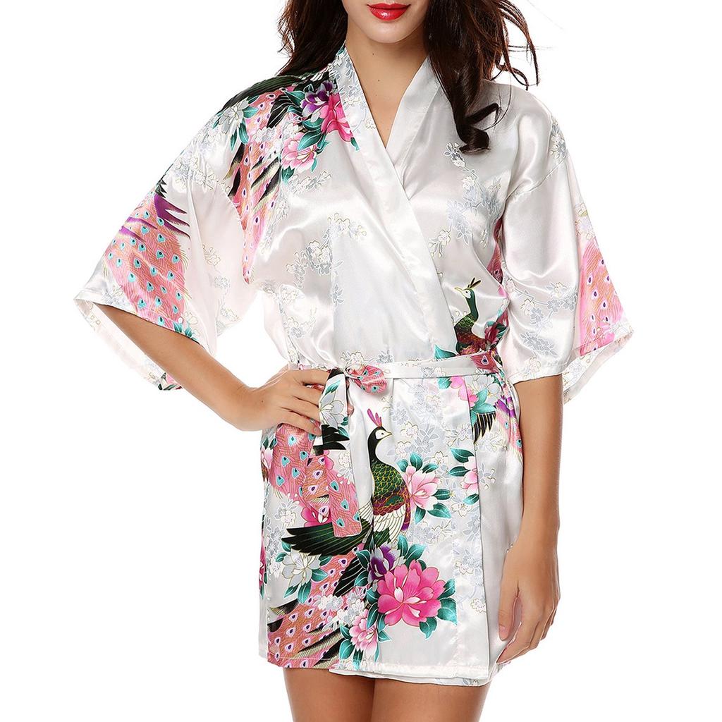 Kimono Robe de nuit court  | Riz nacré
