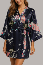 Kimono Robe de nuit court | Encre de nuit