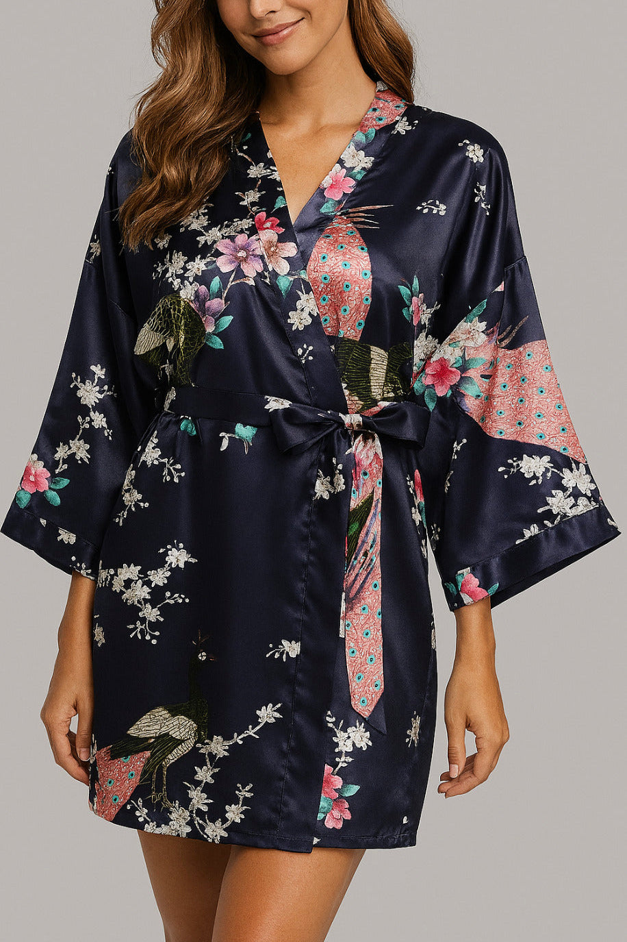 Kimono Robe de nuit court | Encre de nuit