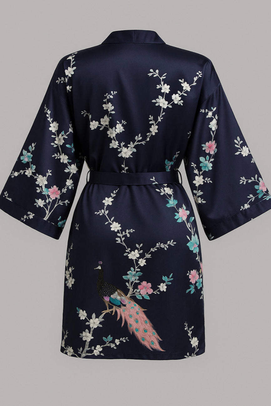 Kimono Robe de nuit court | Encre de nuit