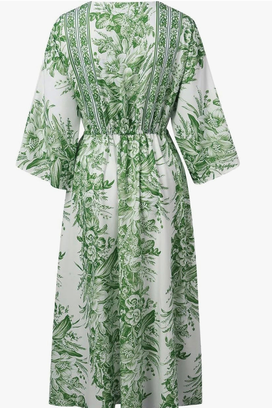 Kimono Robe longue ceinturée | Émeraude douce