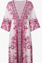 Kimono Robe longue ceinturée | Fleur de cerisier