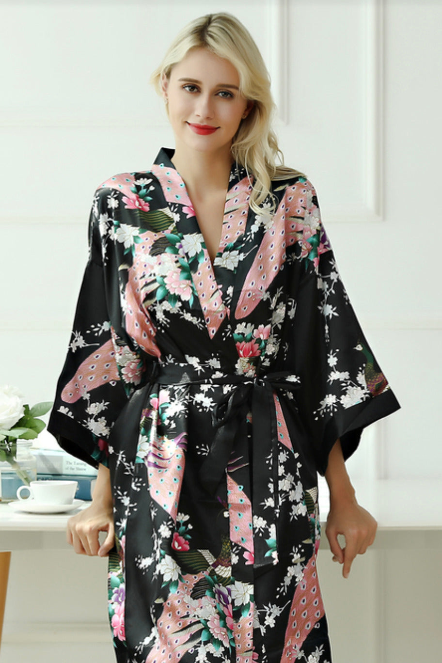 Kimono de nuit long | Noir De Minuit