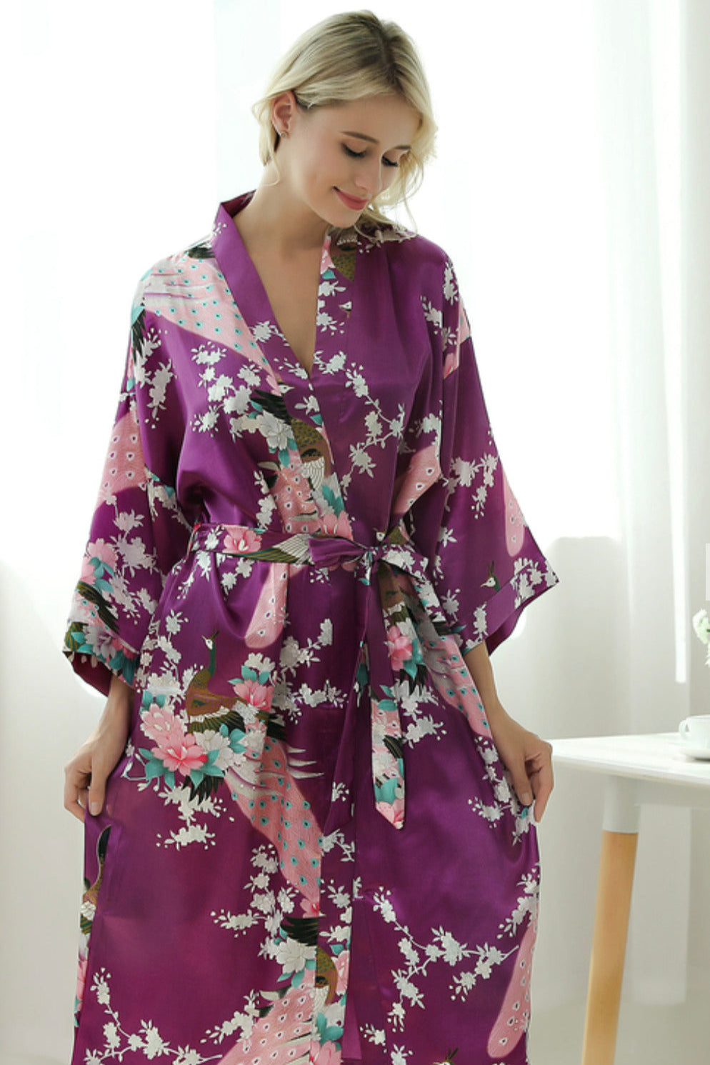 Kimono de nuit long | Crépuscule mauve