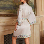 Kimono de nuit en satin Rose Détente