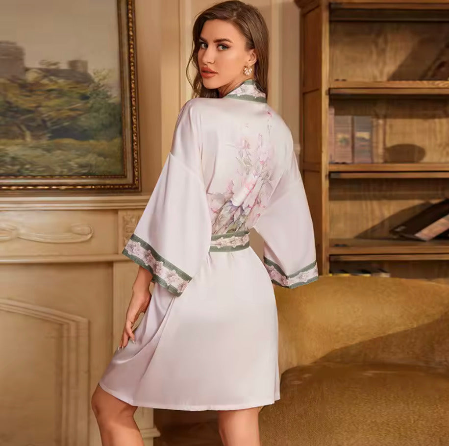 Kimono de nuit en satin Rose Formelle