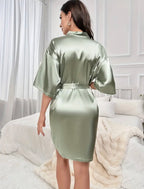 Kimono de nuit en satin Vert Clair