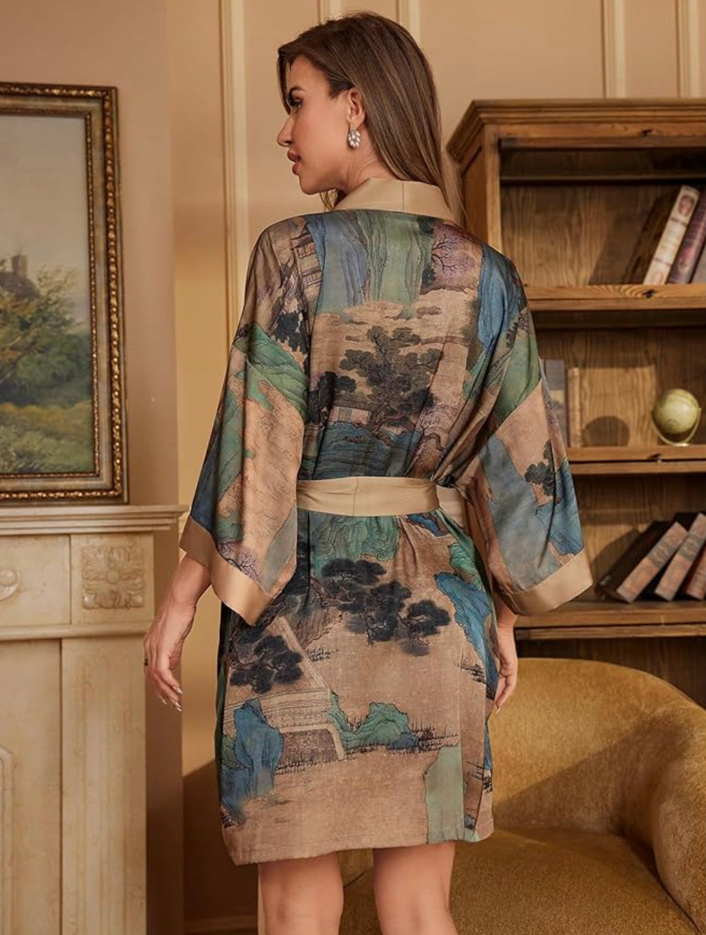 Kimono de nuit en satin Nature Sauvage
