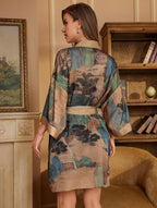 Kimono de nuit en satin Nature Sauvage
