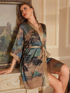 Kimono de nuit en satin Nature Sauvage