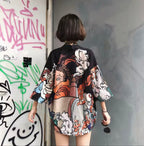 Veste Kimono Japonaise Harajuku Noir