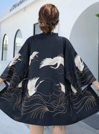 Veste Kimono Japonaise Yukata Noir