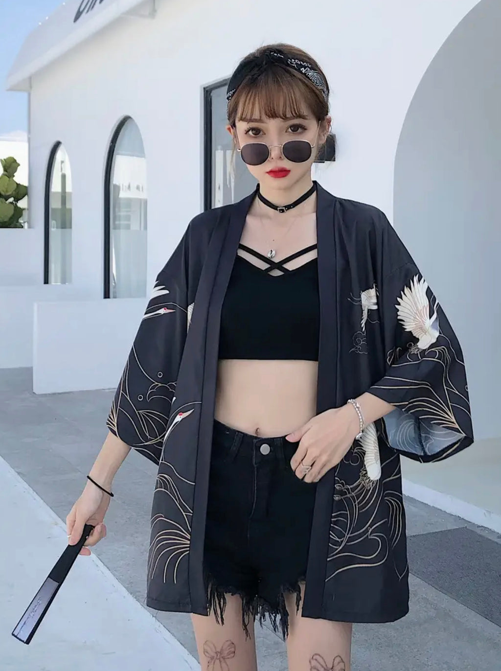 Veste Kimono Japonaise Yukata Noir