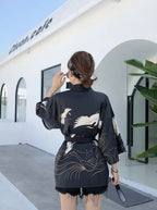 Veste Kimono Japonaise Yukata Noir