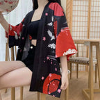 Veste Kimono Japonaise Black Neko