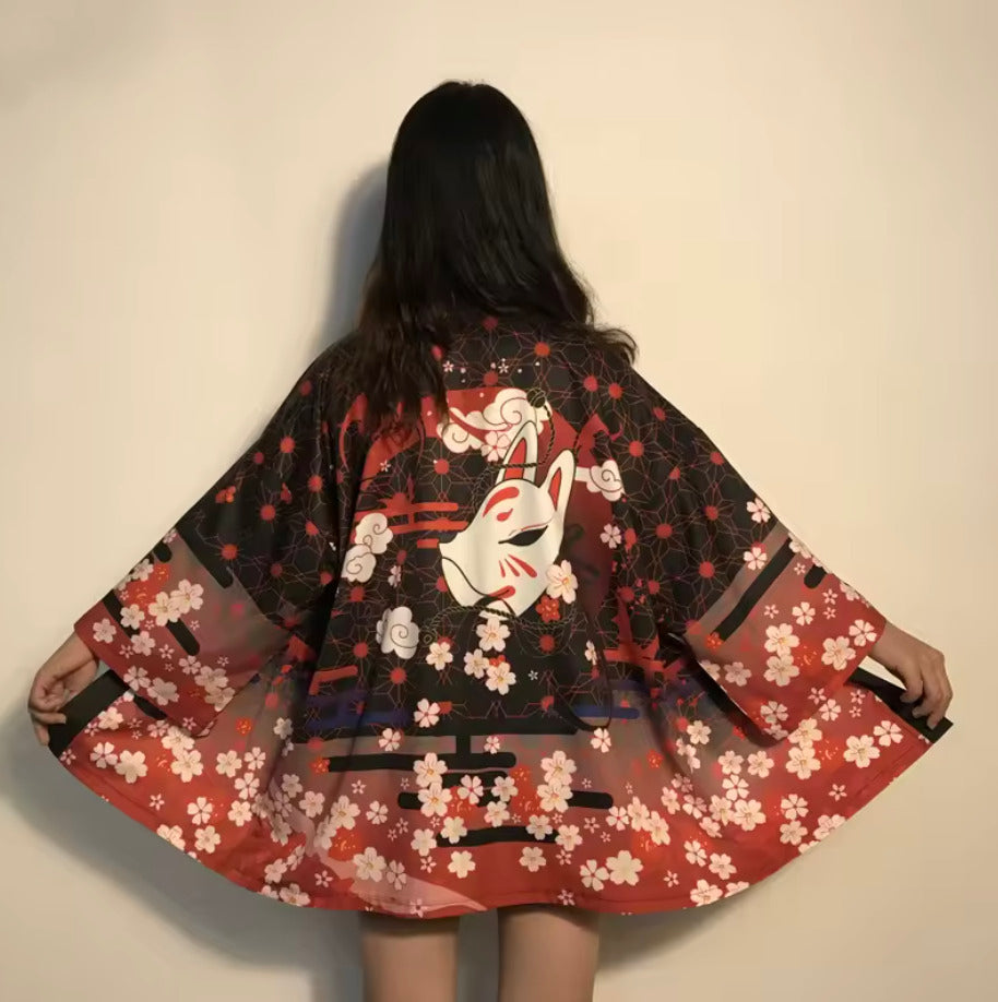 Veste Kimono Japonaise Jardin Fleuri