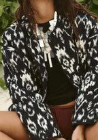 Veste kimono Noir Abstrait | Ikat