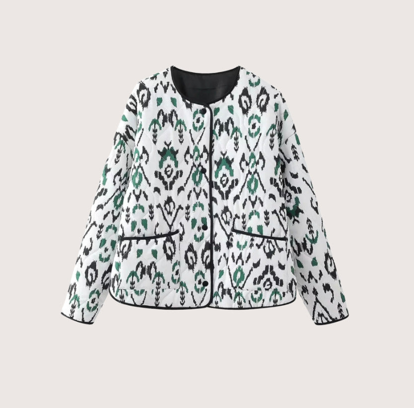 Veste kimono Blanc Émeraude | Ikat
