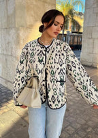 Veste kimono Blanc Émeraude | Ikat