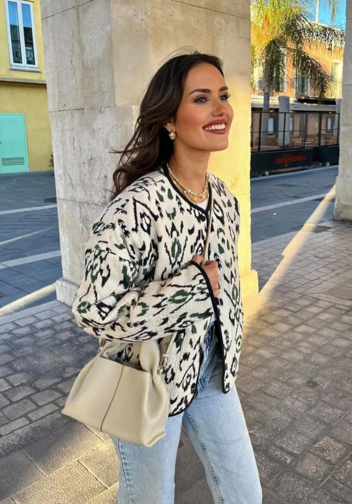 Veste kimono Blanc Émeraude | Ikat