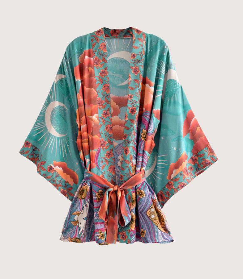 Kimono Boho étoile de Lune Vert Premium