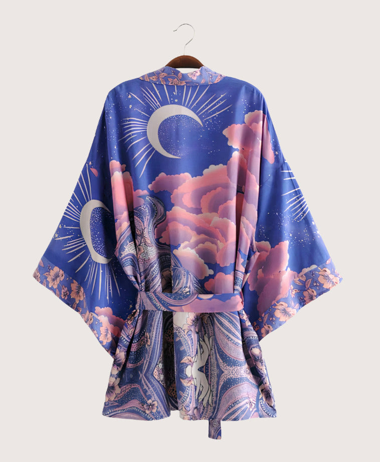 Kimono Boho étoile de Lune Bleu Premium