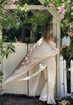 Kimono Robe sexy rayé Beige Premium