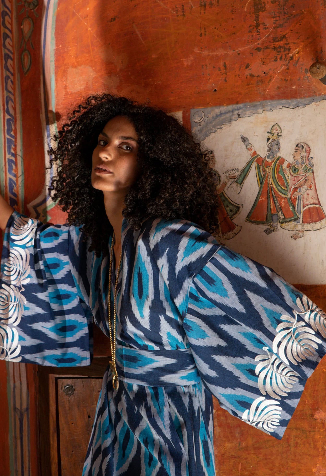 Kimono Robe de Plage Longue Bleu Premium