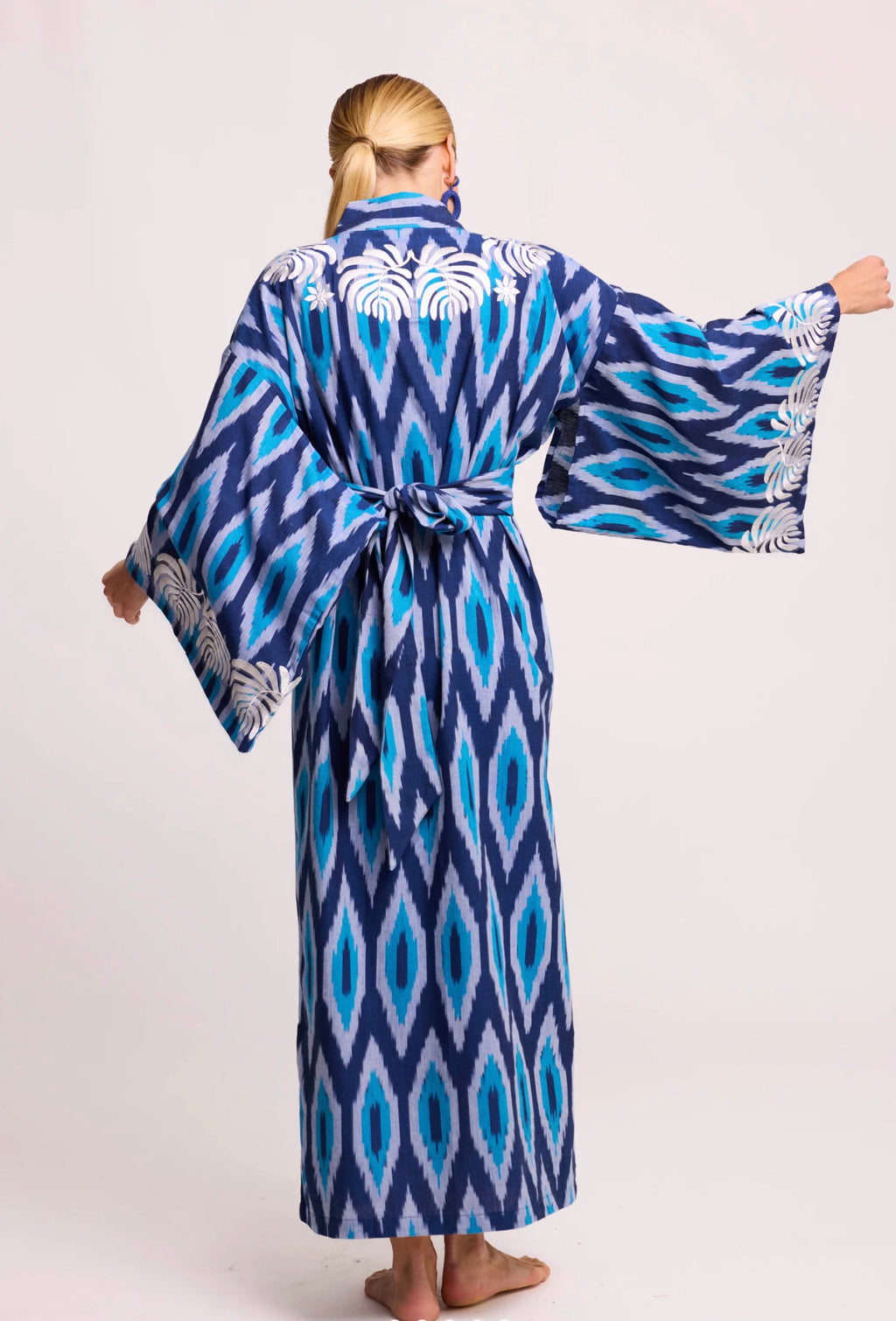 Kimono Robe de Plage Longue Bleu Premium