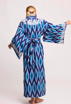 Kimono Robe de Plage Longue Bleu Premium
