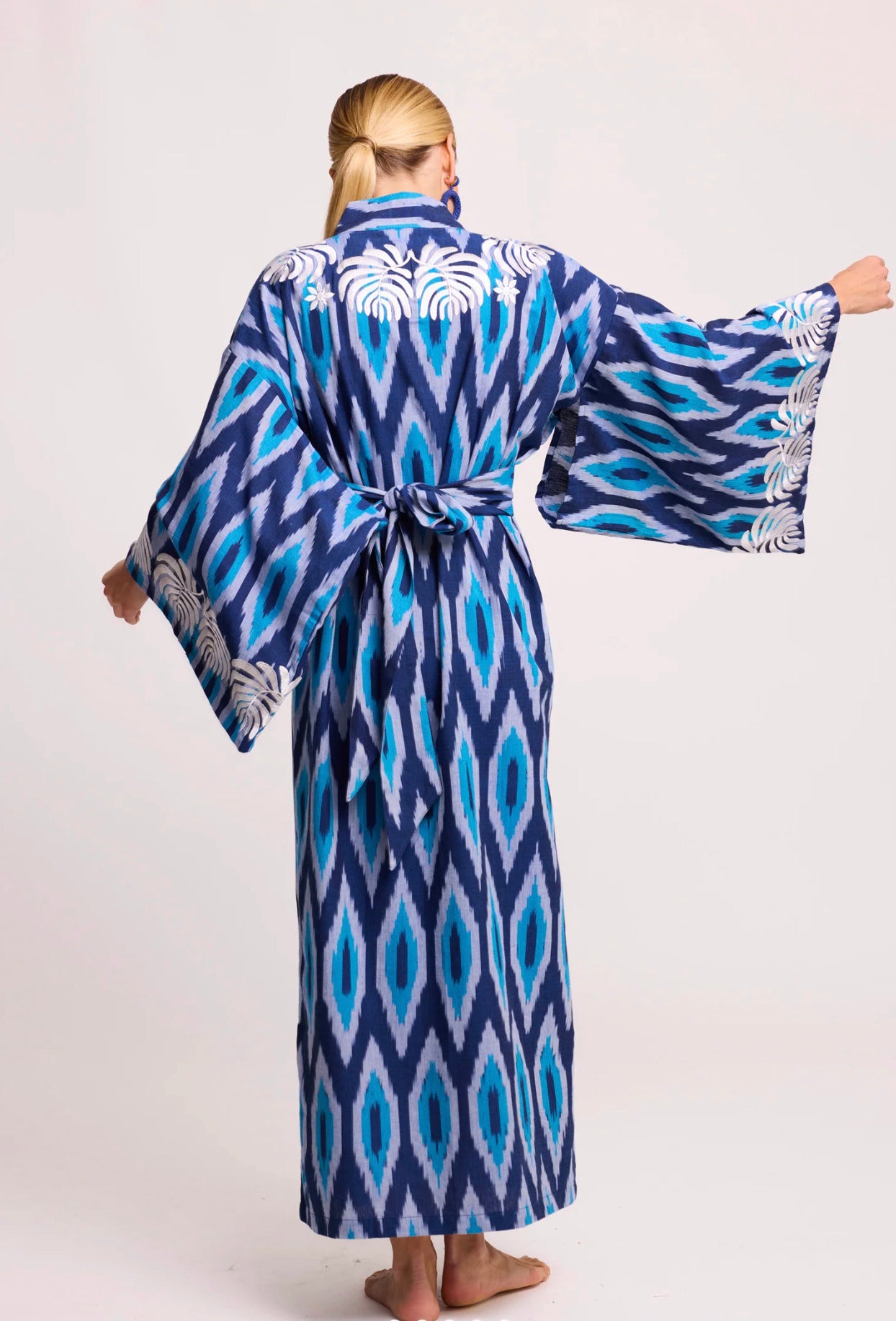 Kimono Robe de Plage Longue Bleu Premium