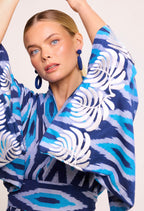 Kimono Robe de Plage Longue Bleu Premium