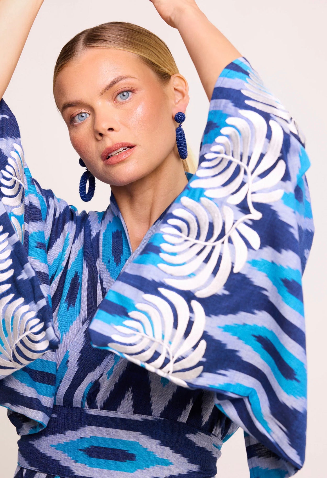 Kimono Robe de Plage Longue Bleu Premium