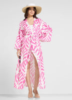 Kimono Robe de Plage Longue Rose Premium