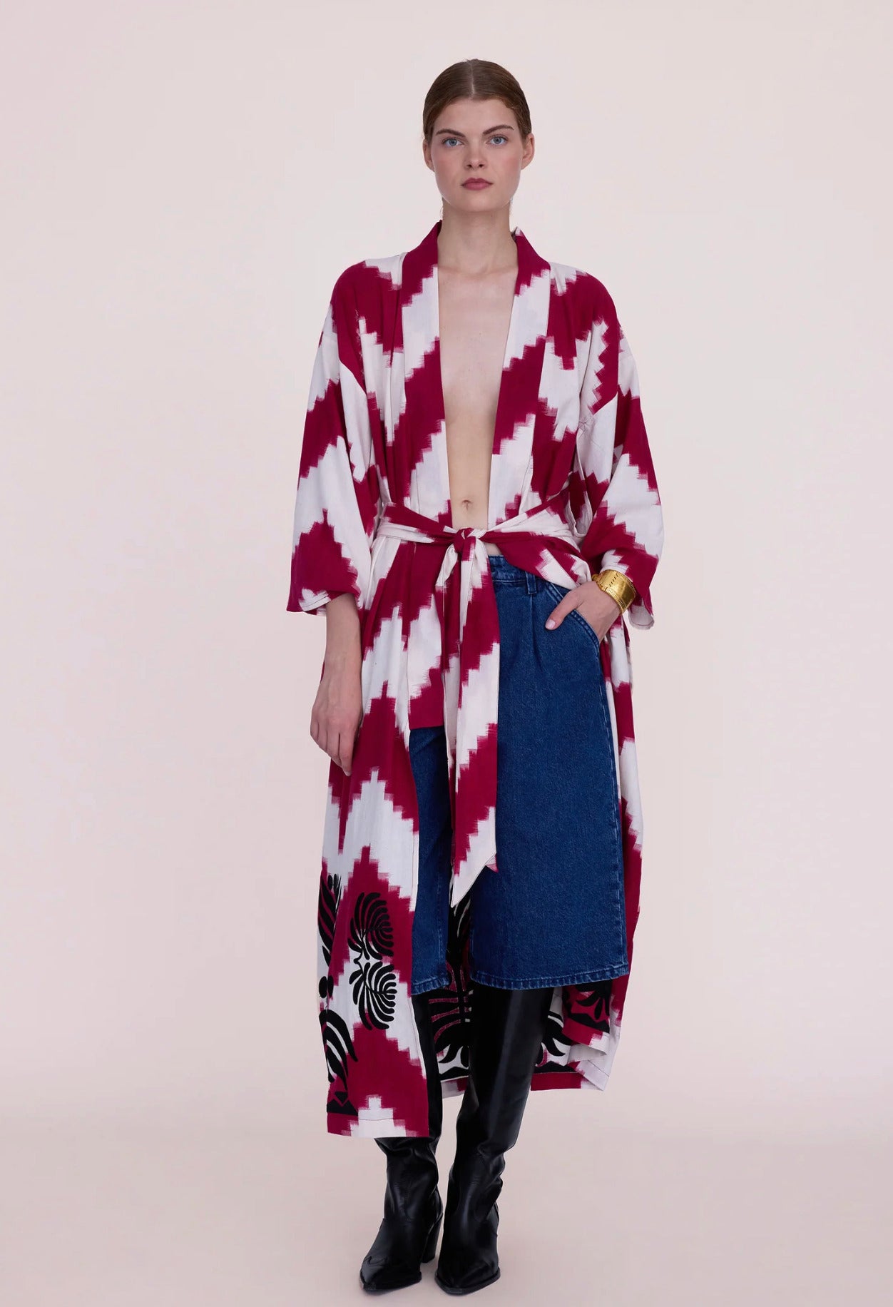 Kimono Robe de Plage Longue Rouge Premium