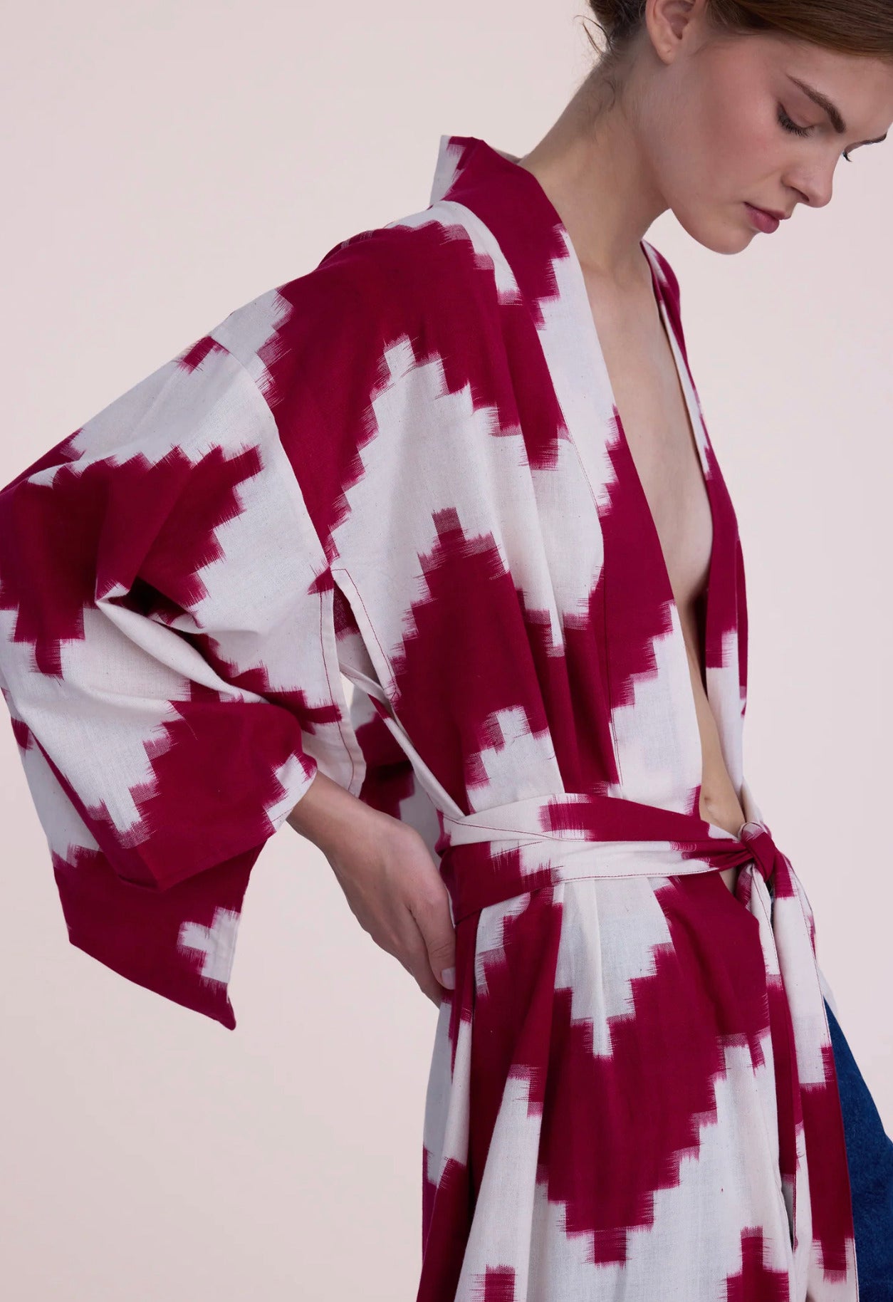 Kimono Robe de Plage Longue Rouge Premium