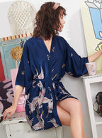 Mini Kimono Robe de nuit d'été Bleu Sombre