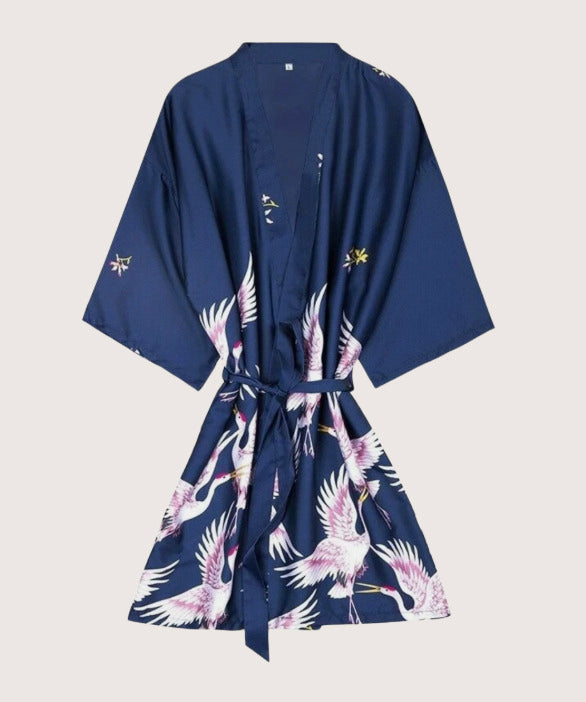 Mini Kimono Robe de nuit d'été Bleu Sombre