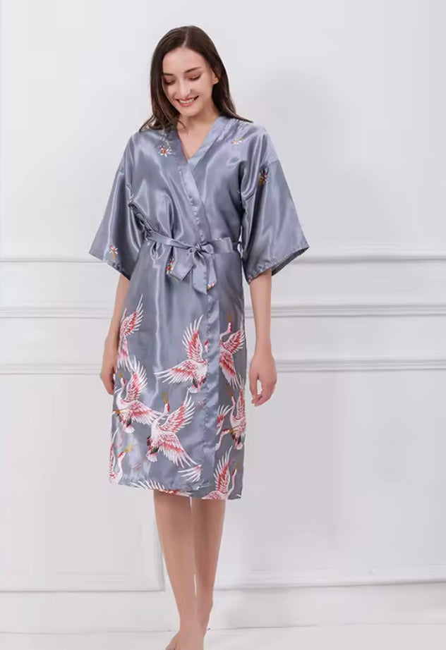 Mini Kimono Robe de nuit Gris Argenté