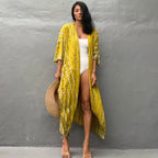 Robe Kimono Tie and Dye Manches Mi-longues levé de soleil