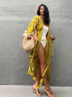Robe Kimono Tie and Dye Manches Mi-longues levé de soleil