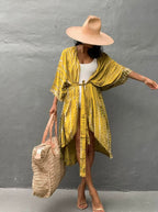 Robe Kimono Tie and Dye Manches Mi-longues levé de soleil