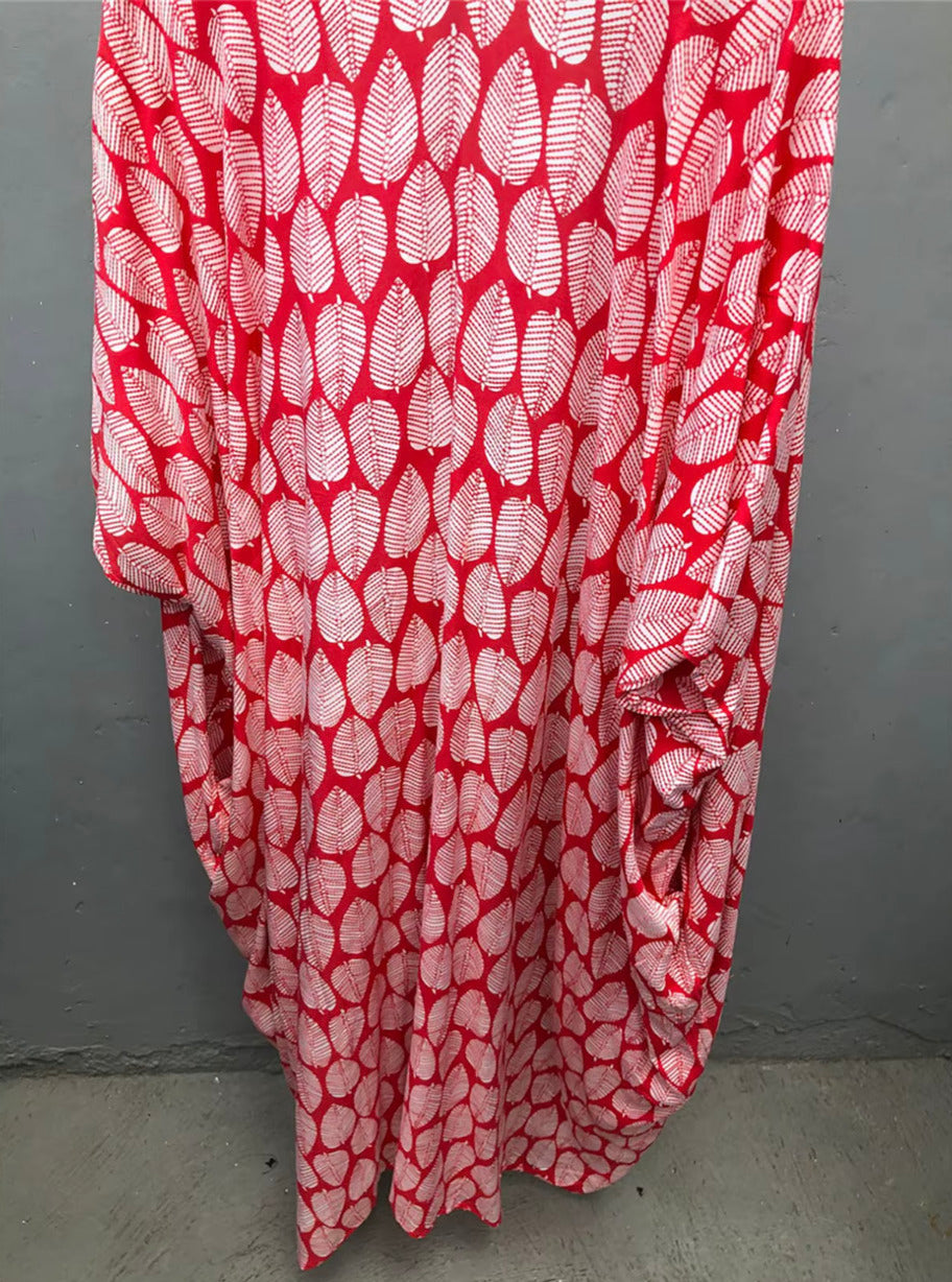 Robe Kimono Tie and Dye Manches Mi-longues Rosé