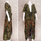 Robe Kimono Tie and Dye Manches Mi-longues vert profond
