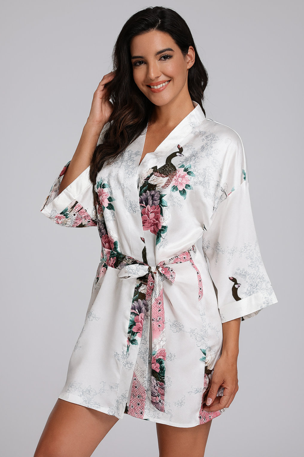Kimono Robe de nuit court  | Riz nacré