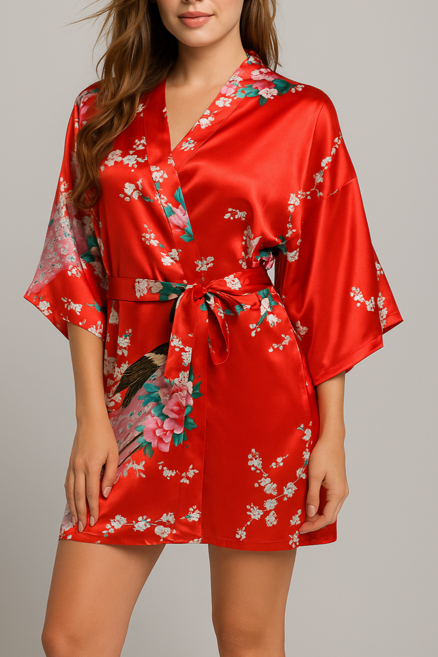 Kimono Robe de nuit court | Feu royal